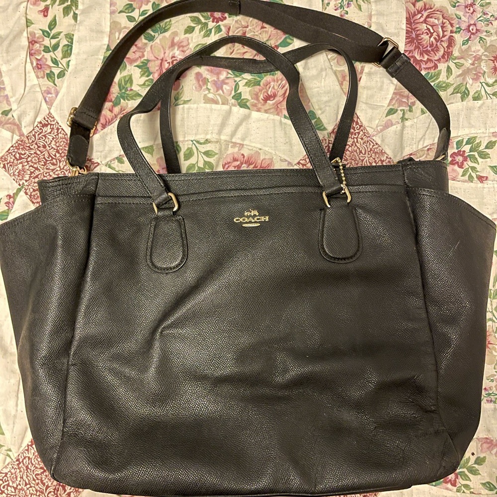 Leather Coach Diaper Bag